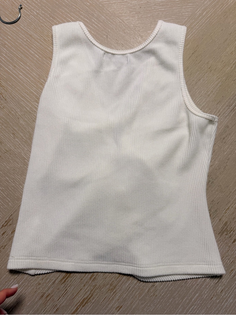 Cream Ribbed Knot-Front V-Neck Tank Top - Picture 4 of 4